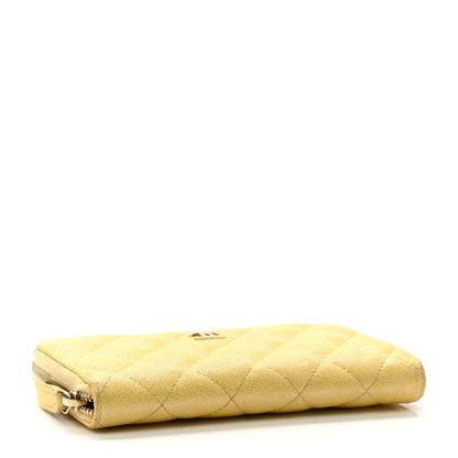 Chanel Iridescent Caviar Quilted Medium Zip Around Wallet Yellow 4 of 10