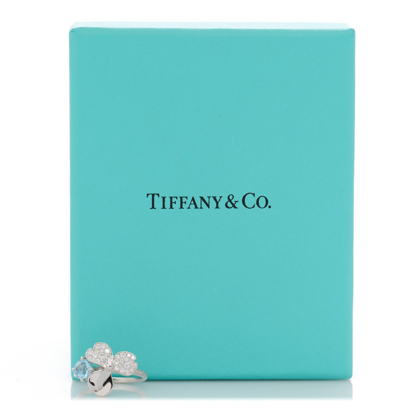 Platinum Diamond Aquamarine Paper Flowers Ring 52 6