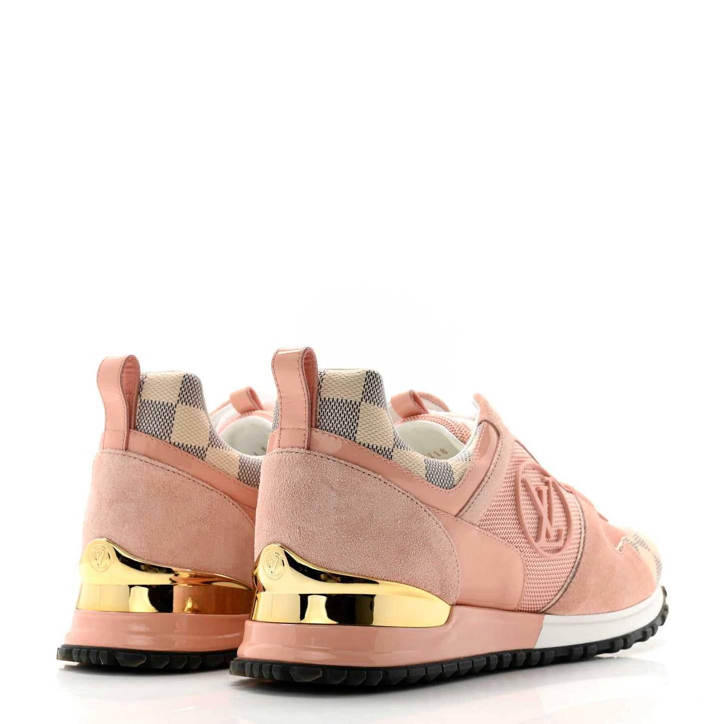 Suede Damier Azur Run Away Sneakers 39 Pink