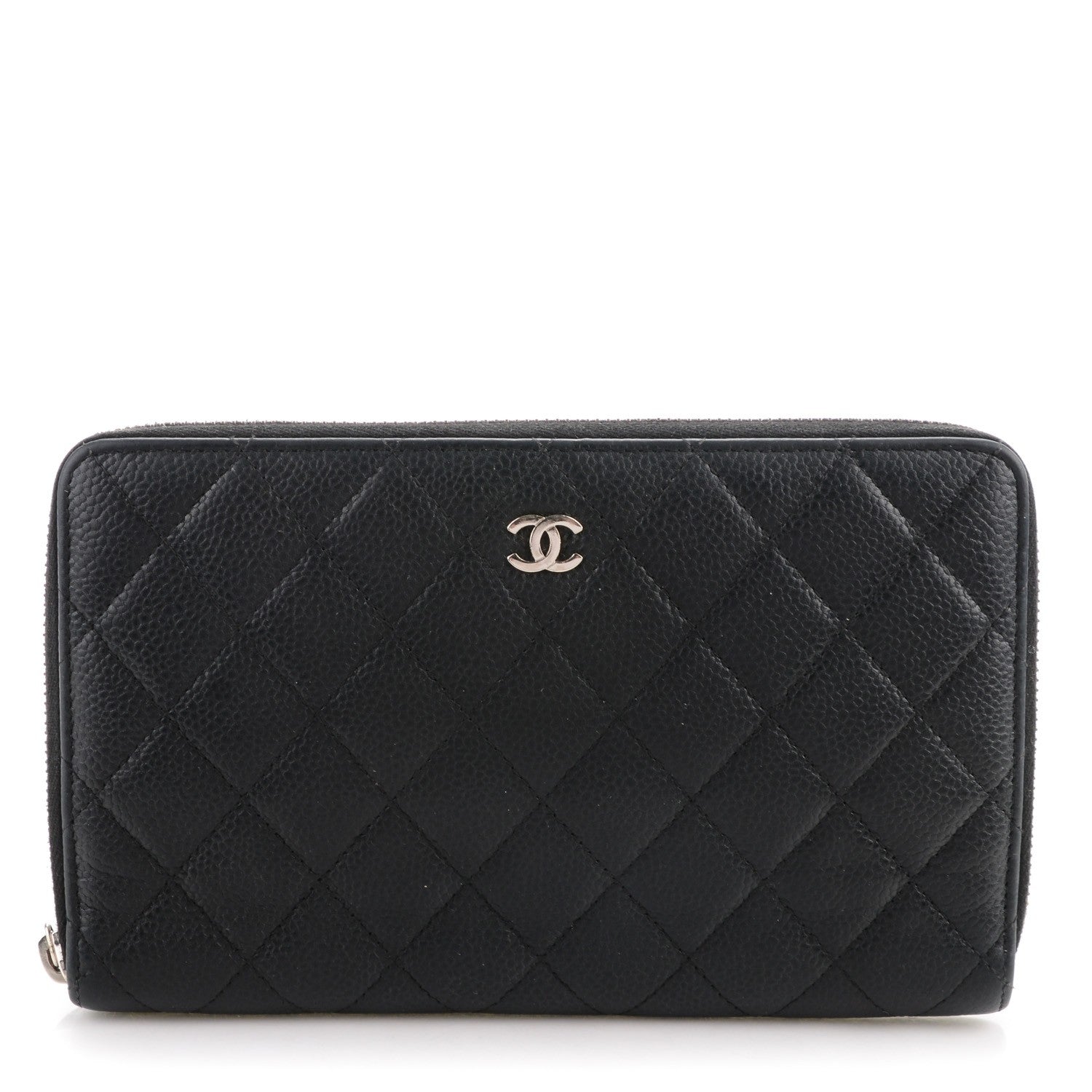 Chanel Caviar Quilted Large Zip Around Organizer Wallet Black 1 of 9