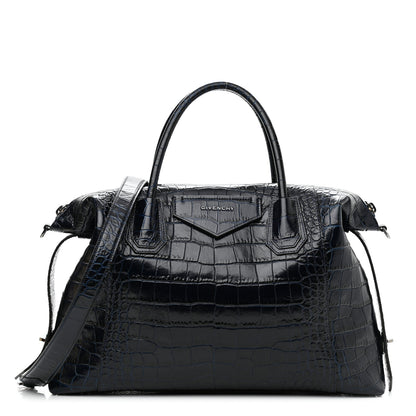 Givenchy Calfskin Crocodile Embossed Medium Soft Antigona Navy 1 of 7