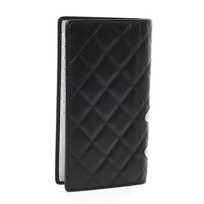 Chanel Calfskin Quilted Cambon Yen Wallet Black White 3 of 8