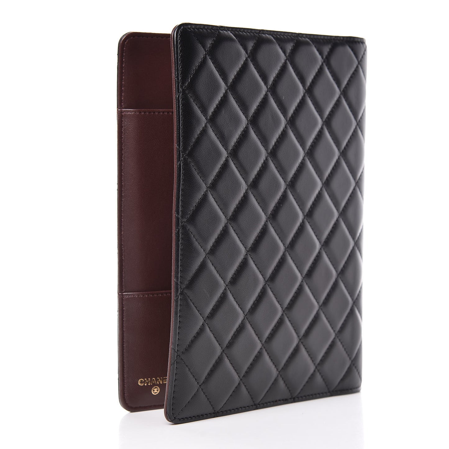 Lambskin Quilted Large Agenda Cover Black