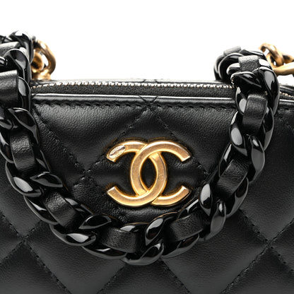 Chanel Lambskin Quilted Mini Lacquered Chain Clutch Black 8 of 10