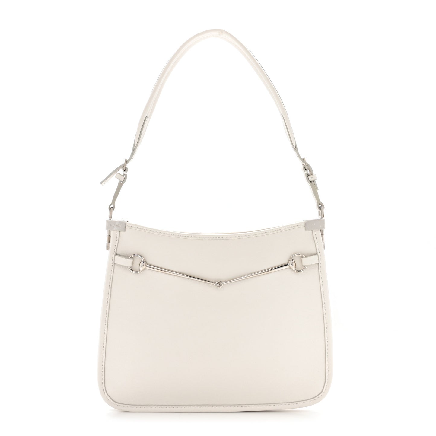 Calfskin Horsebit Slim Shoulder Bag White