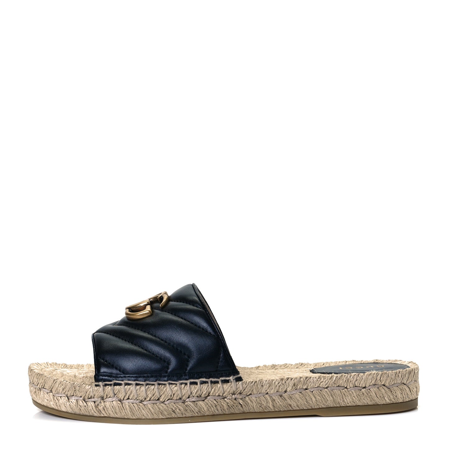 Nappa Matelasse GG Marmont Espadrille Slide Sandals 39 Black
