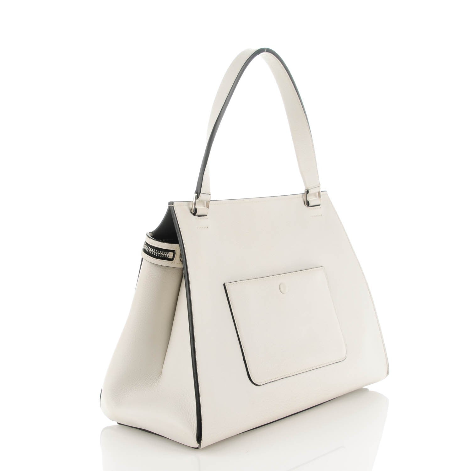 Celine Grained Calfskin Medium Edge Shoulder Bag White 3 of 10