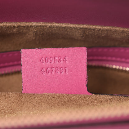 Gucci GG Supreme Monogram Moon Calfskin Small Zip Top Tote Beige Ebony Hibiscus Red New Rosette 7 of 7