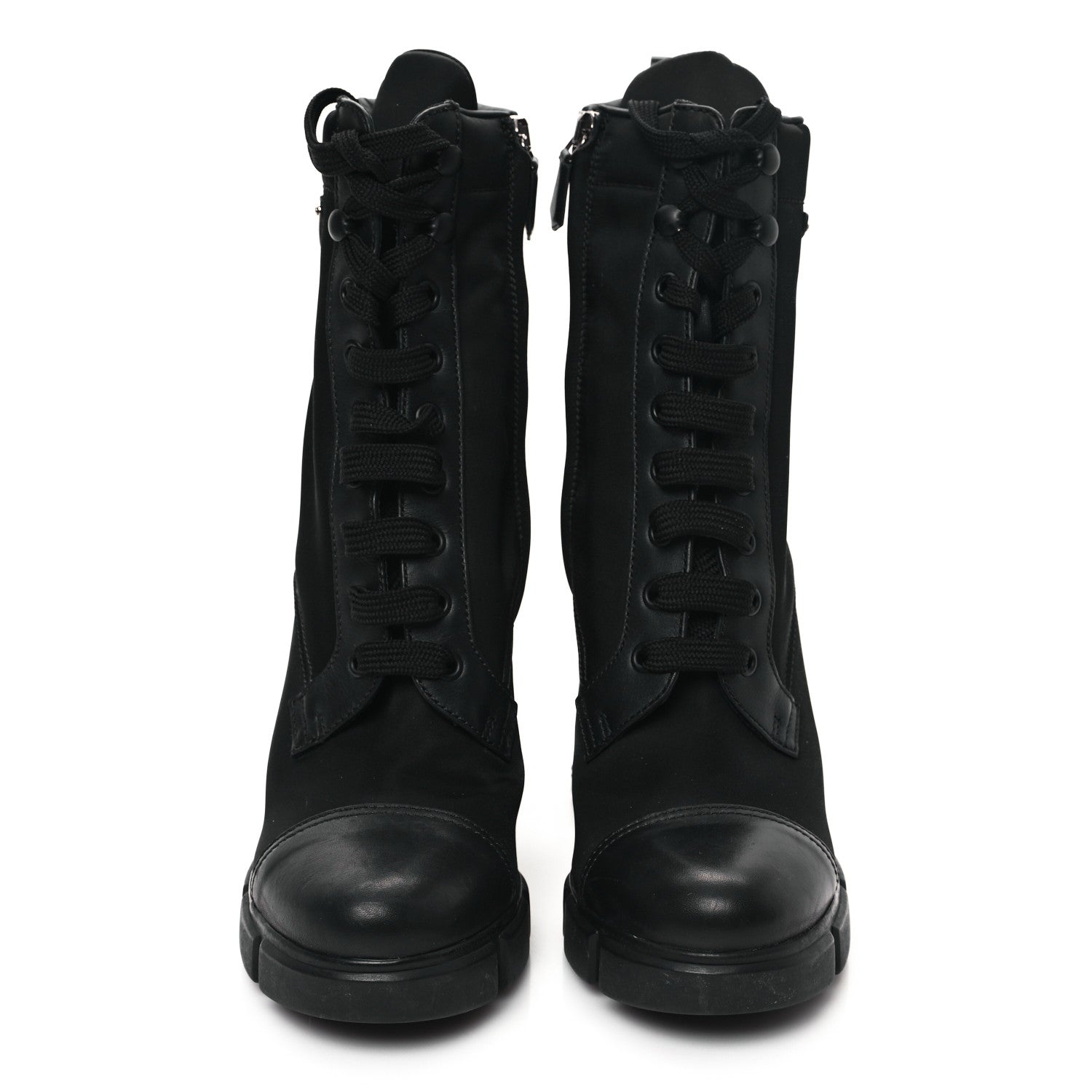 Prada Vitello Montana Re-Nylon Metal Triangle Logo 110mm Ankle Boots 38.5 Black 2 of 9
