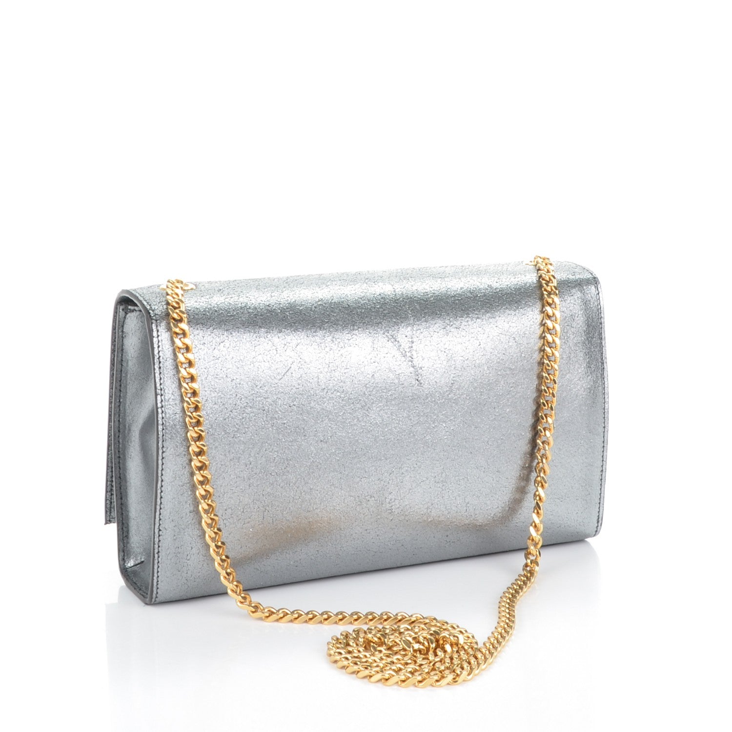 Saint Laurent Metallic Calfskin Medium Classic Monogram Kate Tassel Satchel Silver 3 of 6