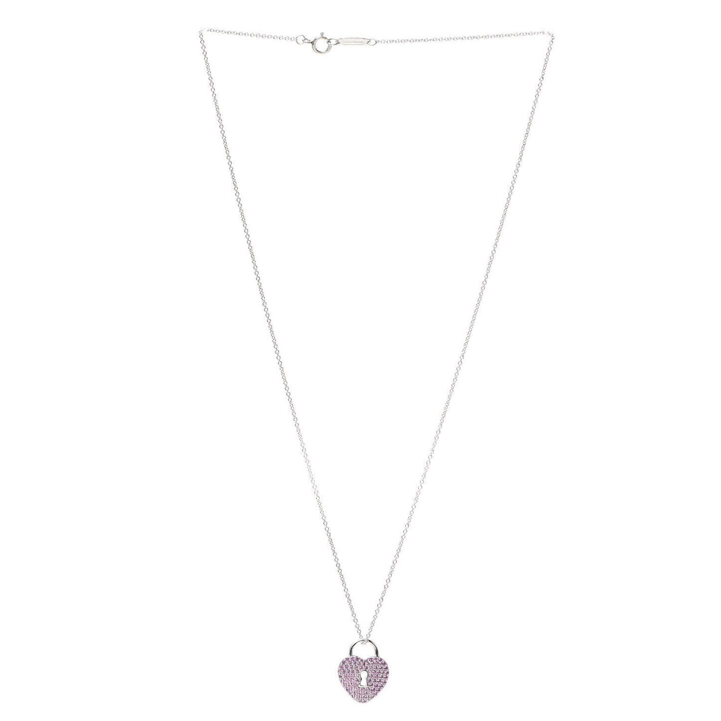 Platinum Pink Sapphire Heart Pendant Necklace