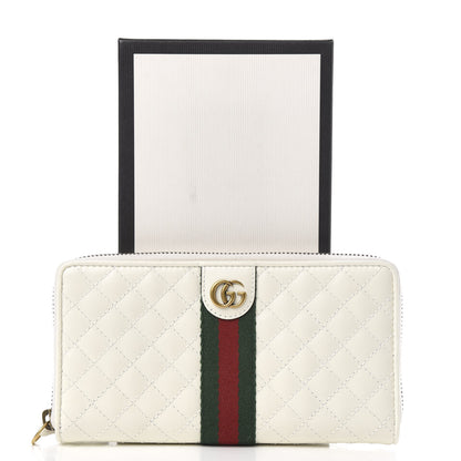 Gucci Calfskin Web Trapuntata GG Zip Around Wallet Off White 8 of 8