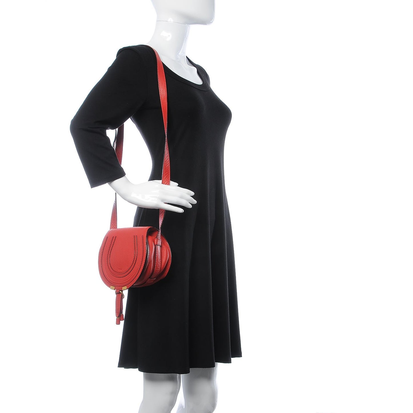 Calfskin Mini Marcie Round Crossbody Bag Red