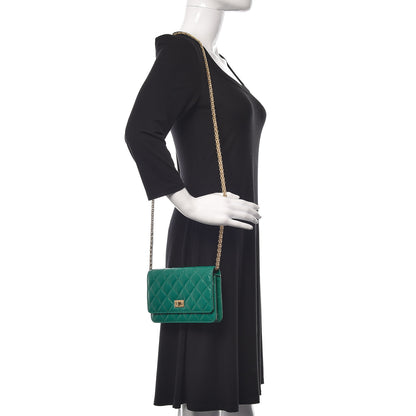 Chanel Aged Calfskin Quilted Reissue Wallet On Chain WOC Green 2 of 11