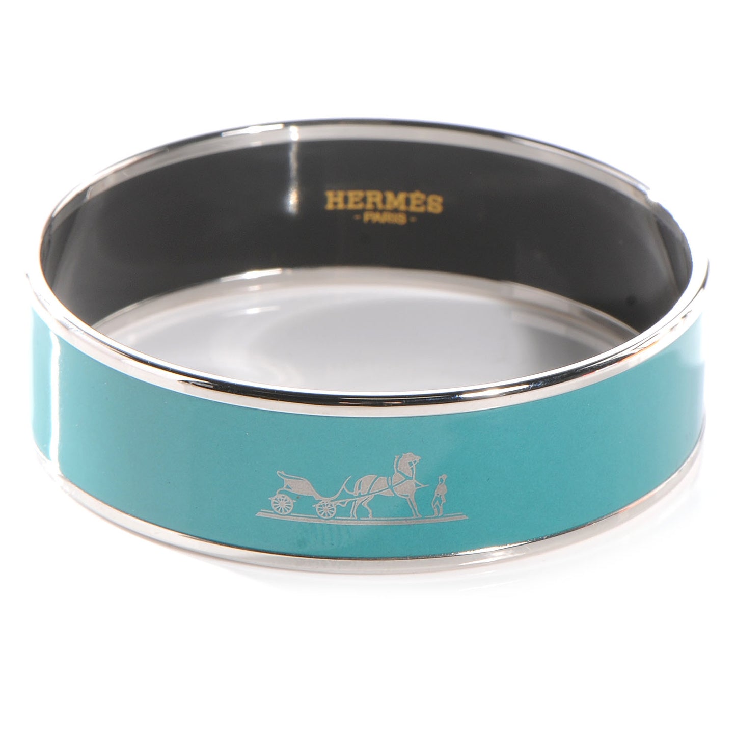 Enamel Wide Caleche Bracelet 65 Petrole Bleu