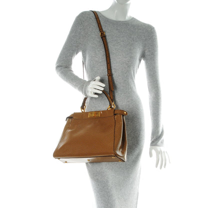 Fendi Pequin Checkered Medium Peekaboo Iconic Satchel Dark Brown 2 of 8