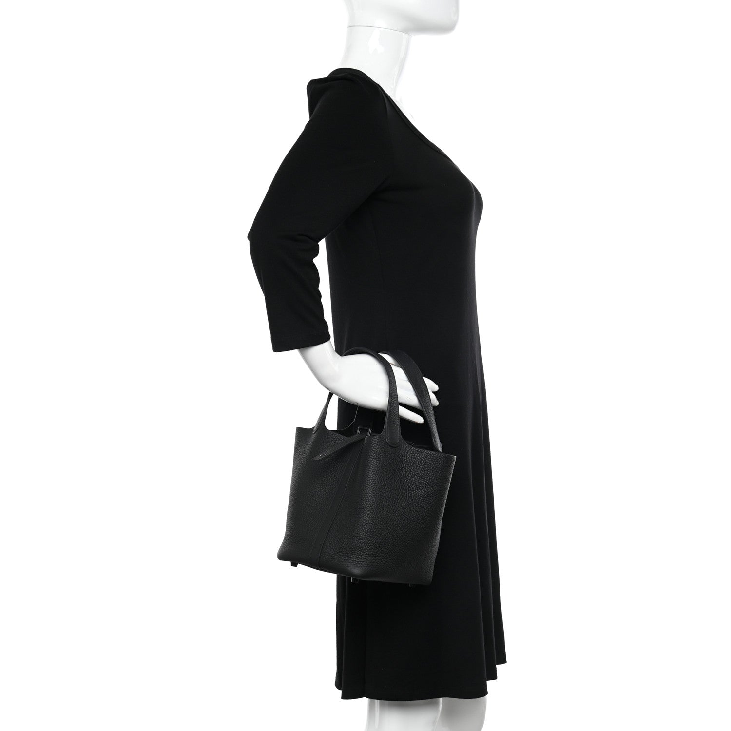 Hermes Taurillon Clemence Monochrome Picotin Lock 18 PM Black 2 of 11