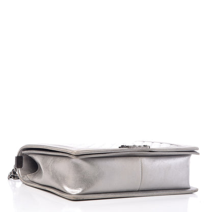 Chanel Metallic Calfskin Quilted Large Boy Flap Silver 4 of 17