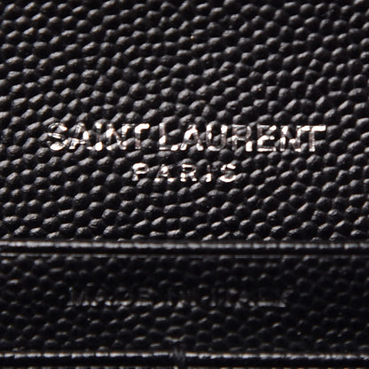 Saint Laurent Grain De Poudre Matelasse Chevron Monogram Chain Wallet Black 6 of 8