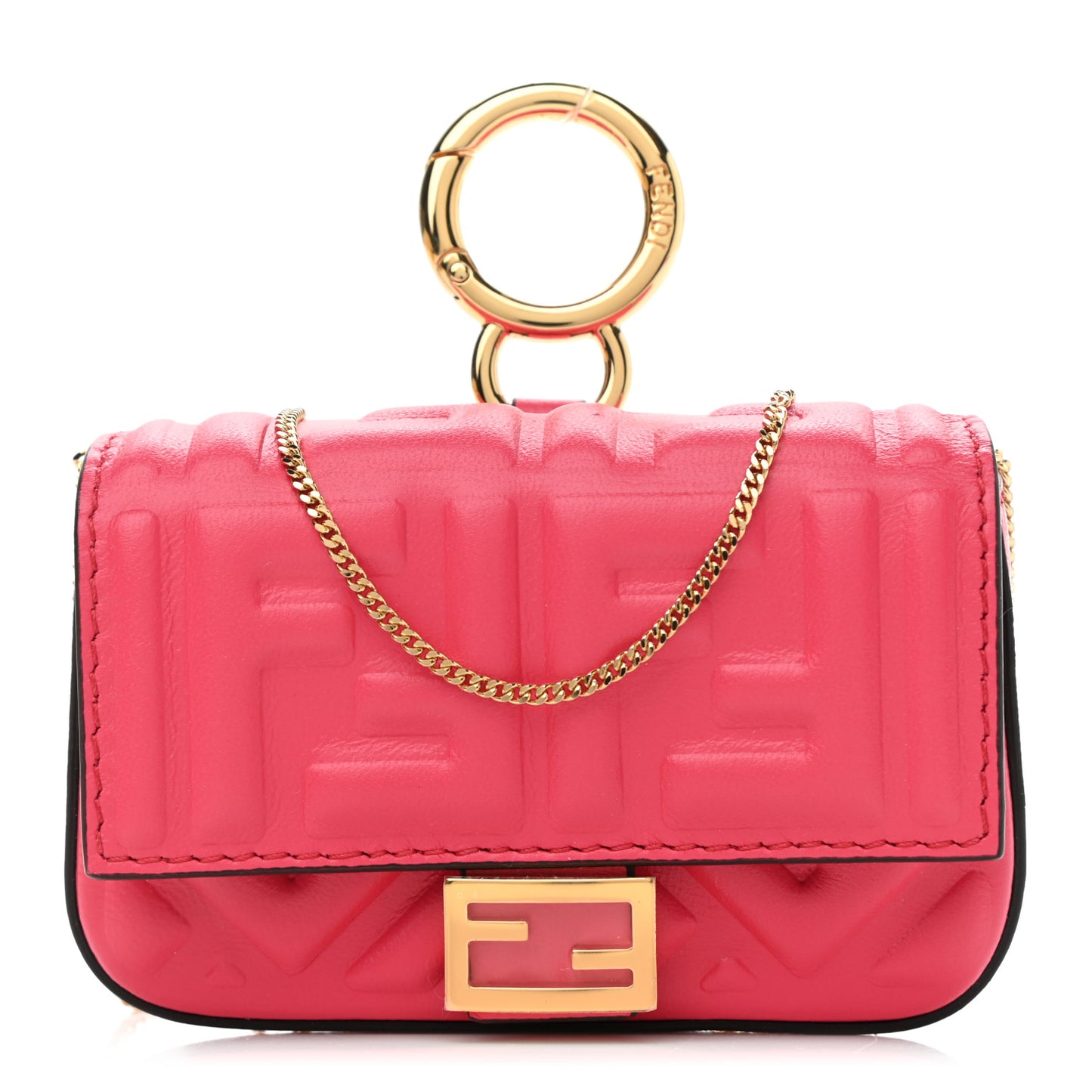Nappa Matisse FF Embossed Nano Baguette Charm Lampone