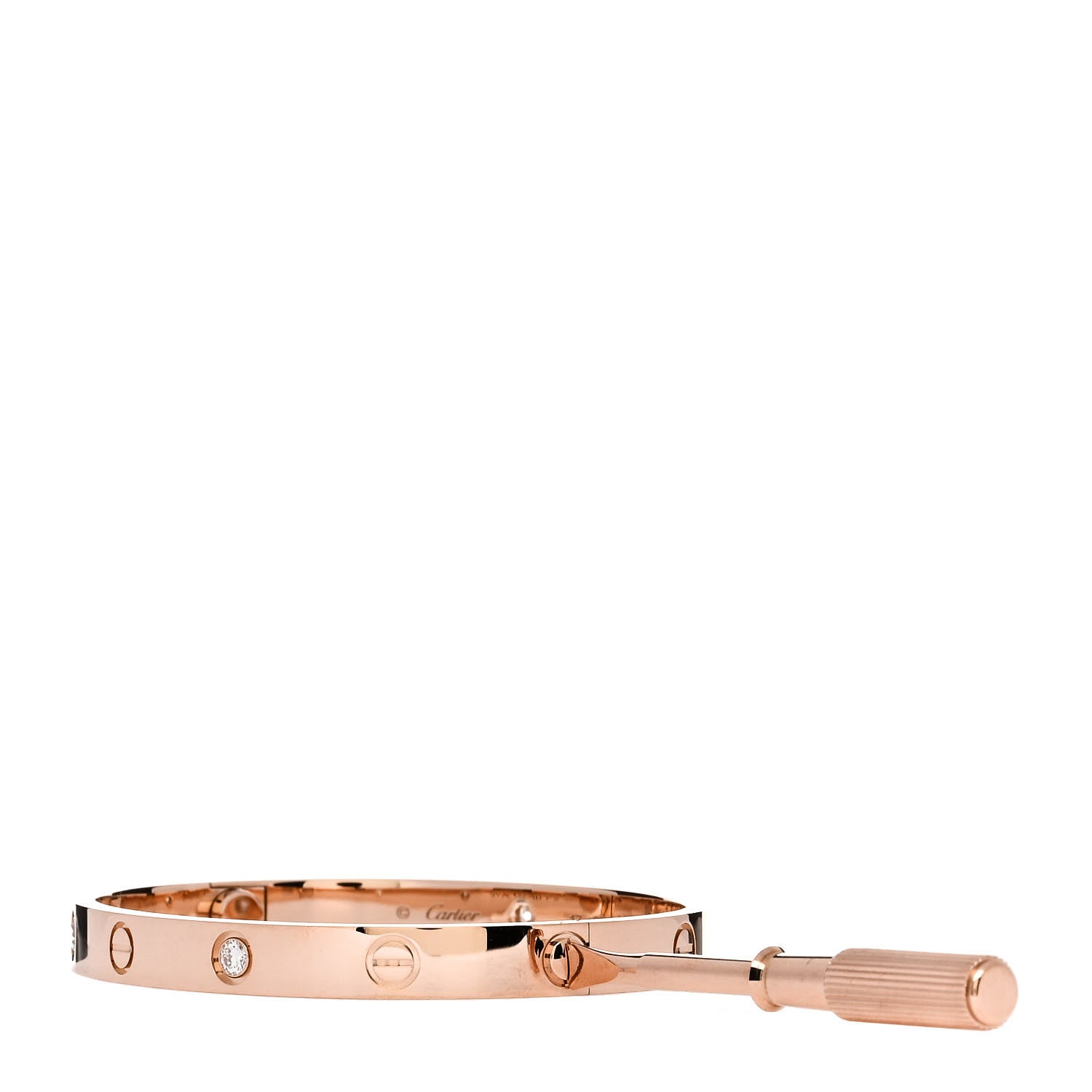 Cartier 18K Pink Gold 4 Diamond LOVE Bracelet 17 3 of 6