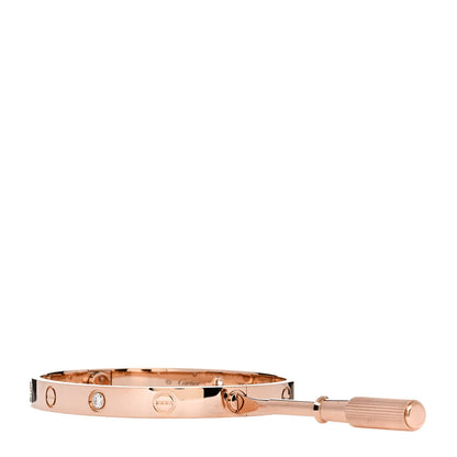 Cartier 18K Pink Gold 4 Diamond LOVE Bracelet 17 3 of 6