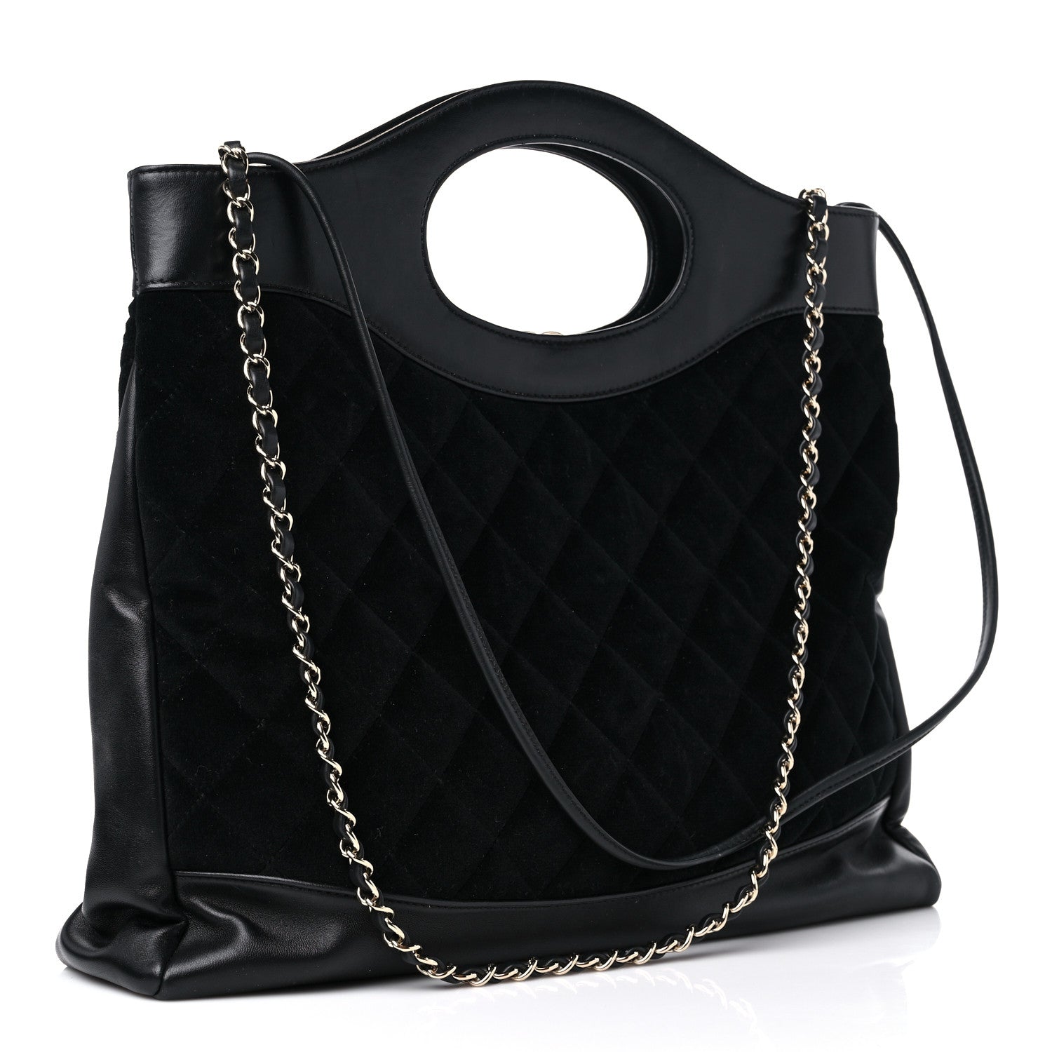 Chanel Velvet Lambskin Quilted Small 31 Shopping Bag Black 3 of 15
