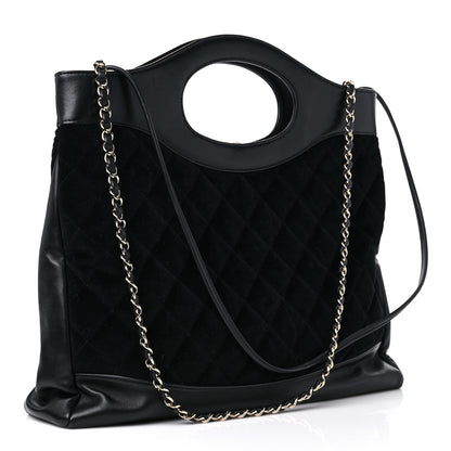 Chanel Velvet Lambskin Quilted Small 31 Shopping Bag Black 3 of 15