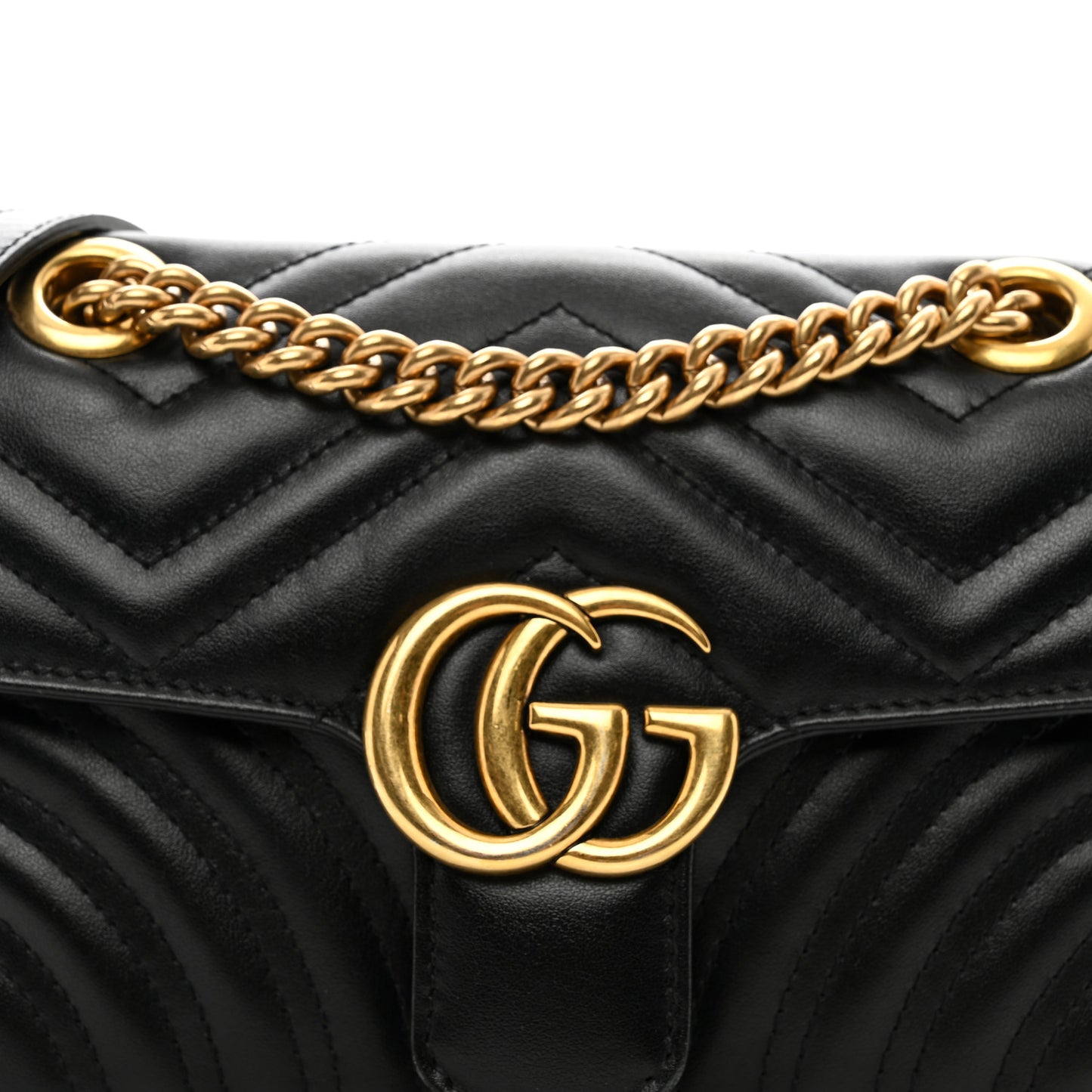 Calfskin Matelasse Mini GG Marmont Shoulder Bag Black
