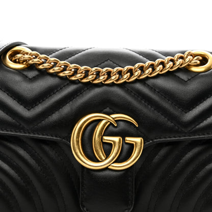Gucci Calfskin Matelasse Mini GG Marmont Shoulder Bag Black 5 of 11