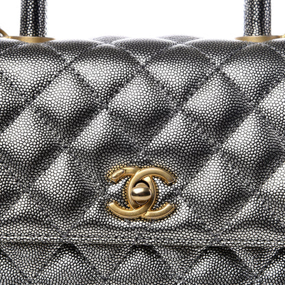 Chanel Metallic Caviar Quilted Mini Coco Handle Flap Silver 8 of 8