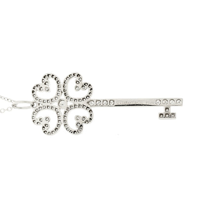 Tiffany Platinum Diamond Enchant Quatra Heart Key Pendant Necklace 5 of 5