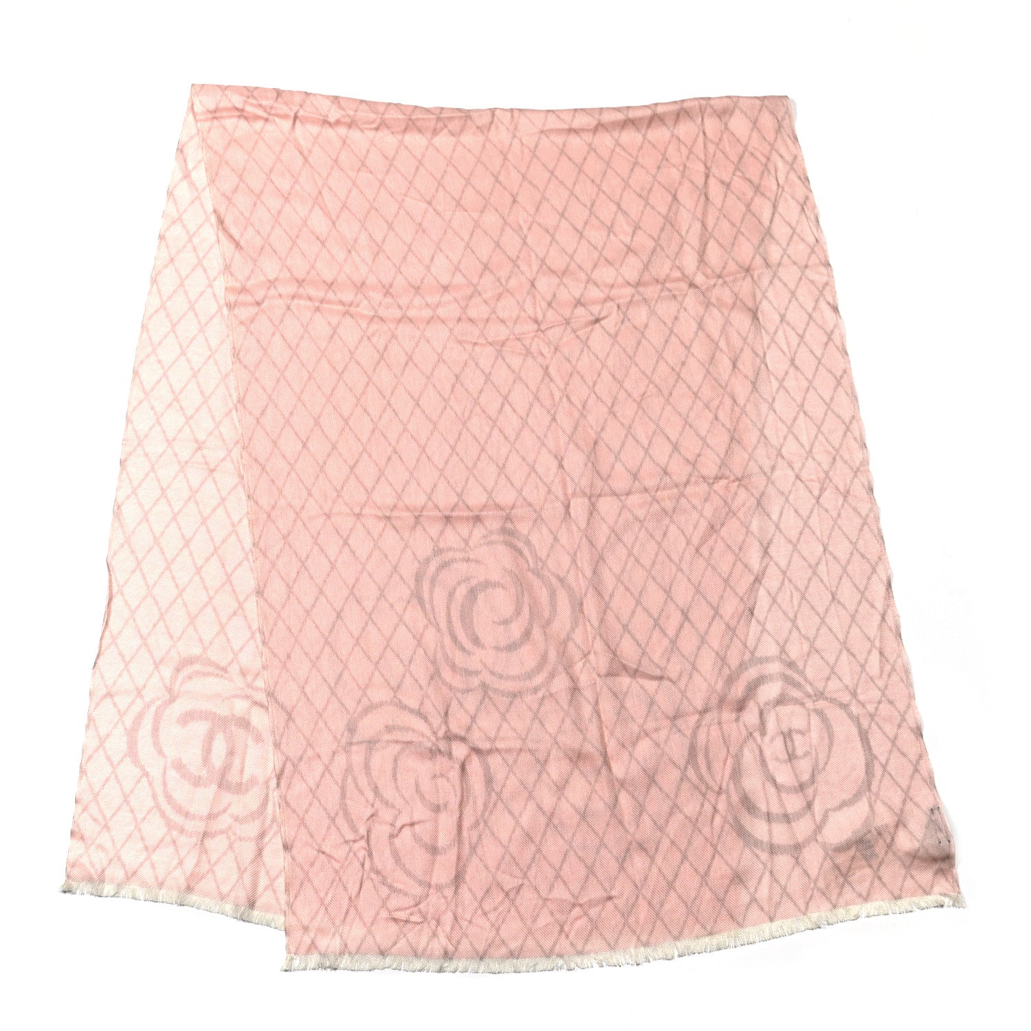 Chanel Cashmere Silk Camellia Scarf Shawl Pink 2 of 3