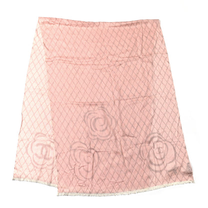 Chanel Cashmere Silk Camellia Scarf Shawl Pink 2 of 3