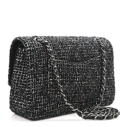 Chanel Tweed Quilted Medium Double Flap Black Multicolor 3 of 11