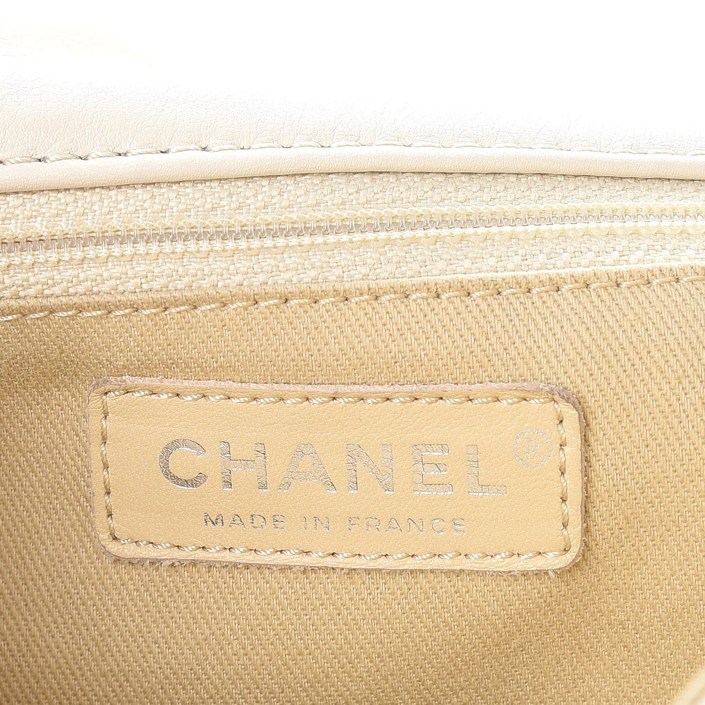 Calfskin Stitched Large Expandable Flap Bag White