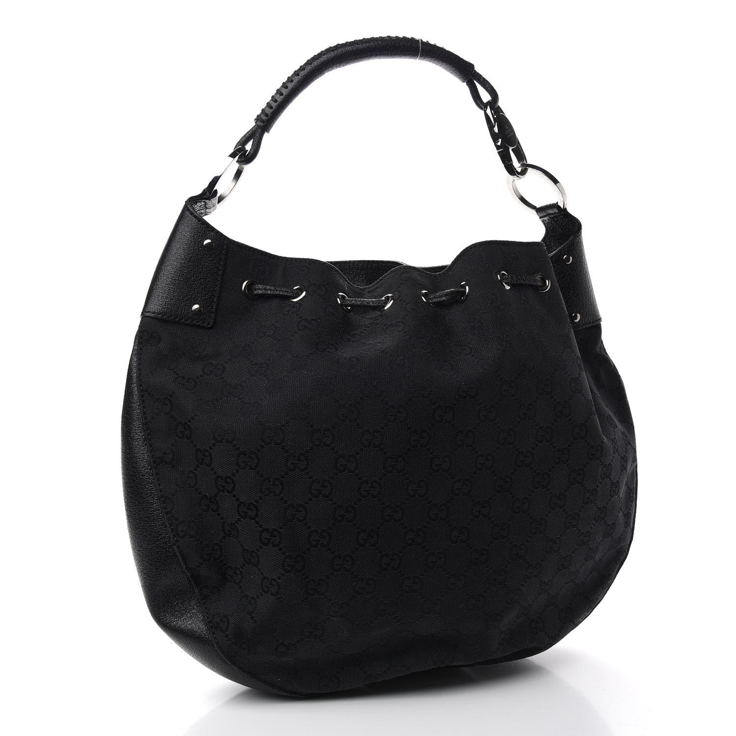 Gucci Monogram Drawstring Hobo Black 2 of 10