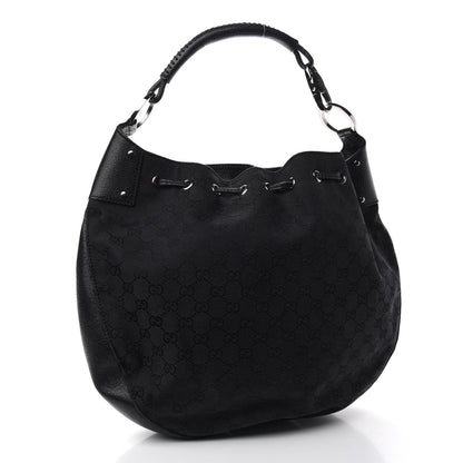 Gucci Monogram Drawstring Hobo Black 2 of 10