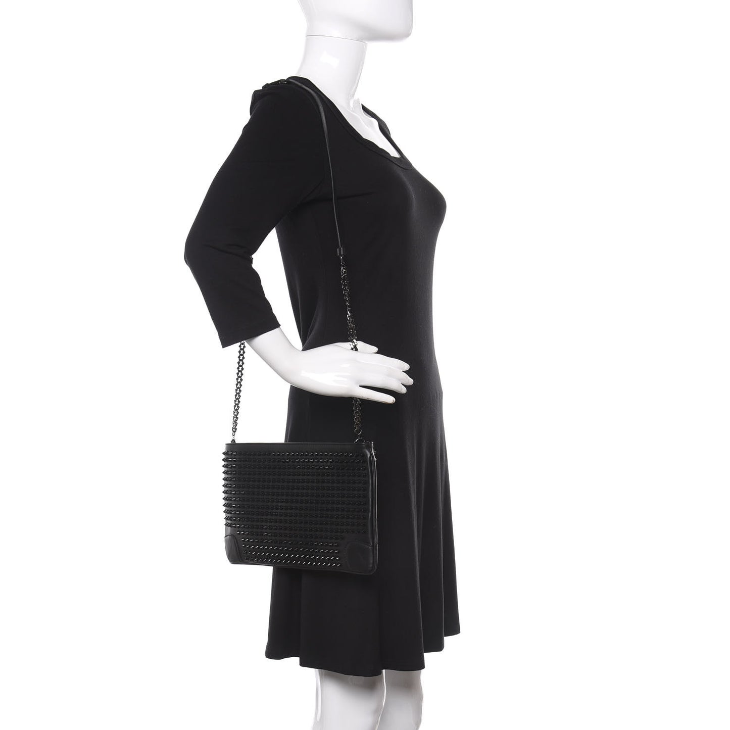 Calfskin Studded Loubiposh Clutch Black