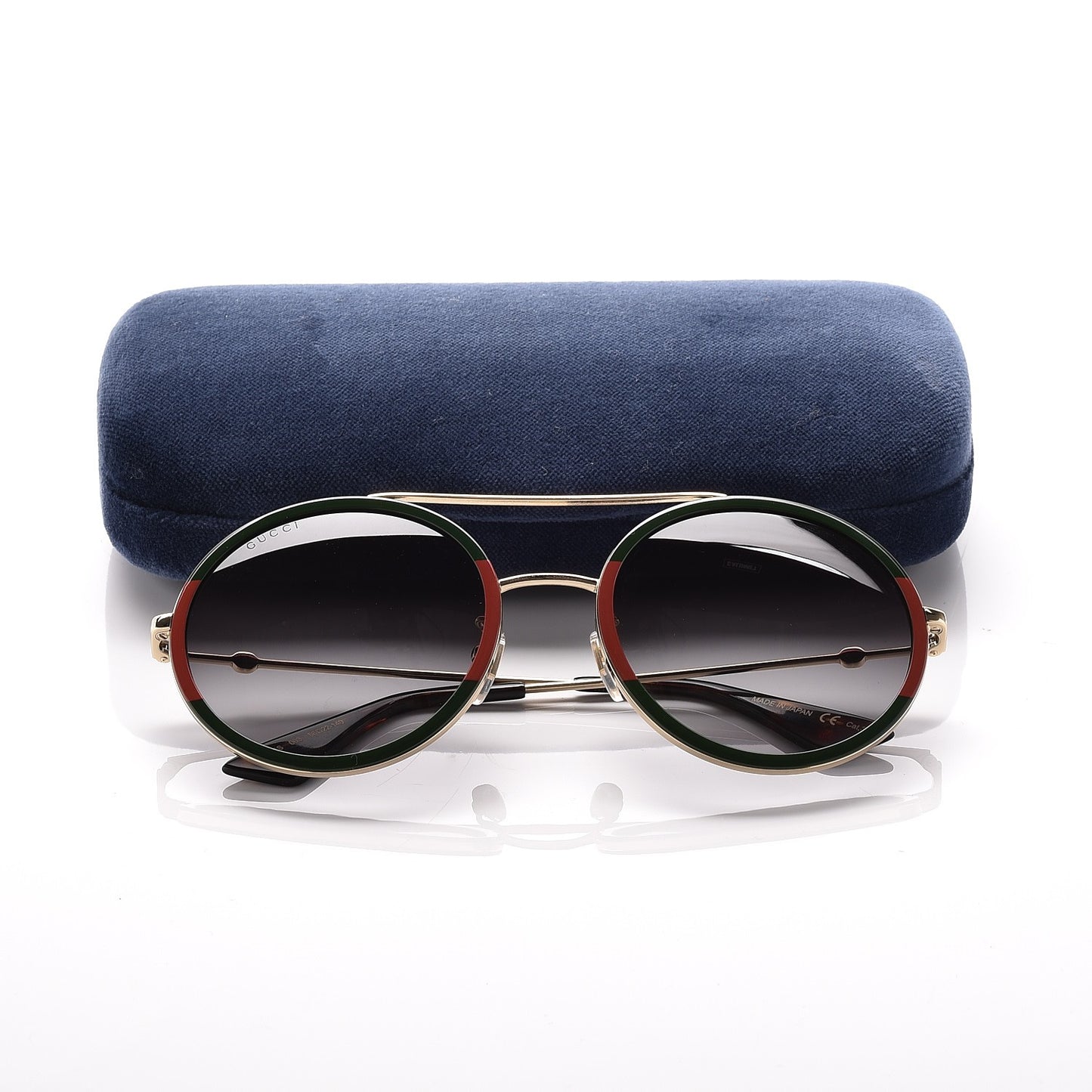 Round Frame Sunglasses GG0061S Gold Green