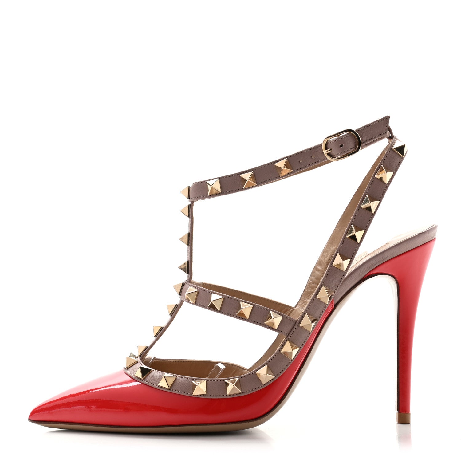 Valentino Garavani Patent Nappa Rockstud Ankle Strap 100mm Pumps 36.5 Deep Orange Poudre 1 of 7