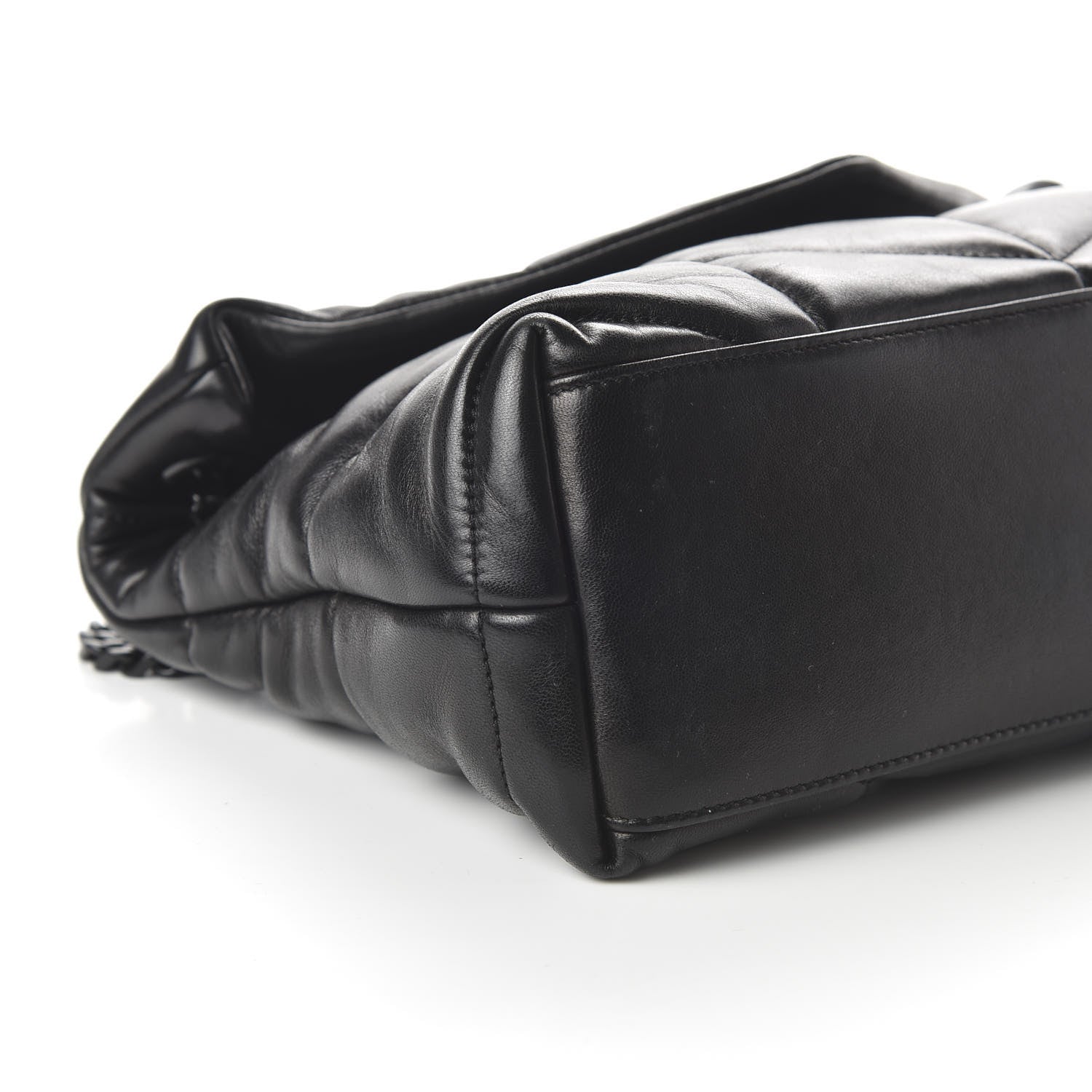 Saint Laurent Lambskin Quilted Small Loulou Puffer Monogram Chain Satchel Black 6 of 9