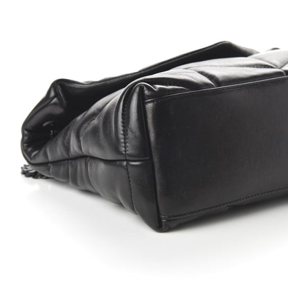 Saint Laurent Lambskin Quilted Small Loulou Puffer Monogram Chain Satchel Black 6 of 9