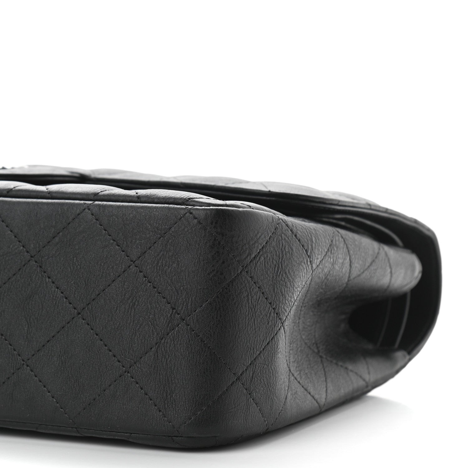Chanel Crumpled Calfskin Quilted Jumbo Double Flap So Black 10 of 10