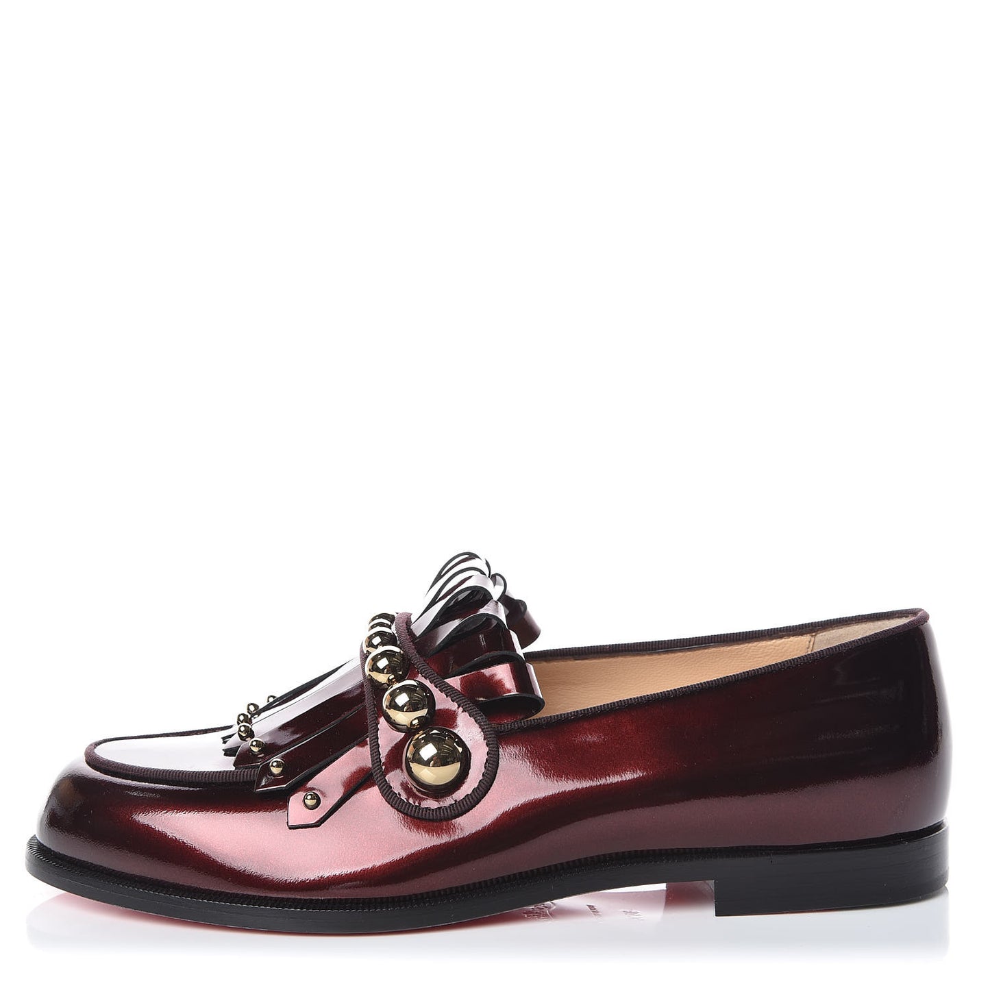CHRISTIAN LOUBOUTIN Mirror Patent Octavian Bolla Flat Loafer 38.5 Ruby
