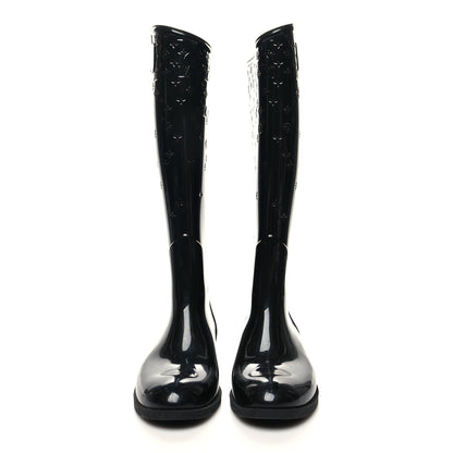 Louis Vuitton Rubber Embossed Monogram Drops High Rain Boots 36 Black 2 of 7