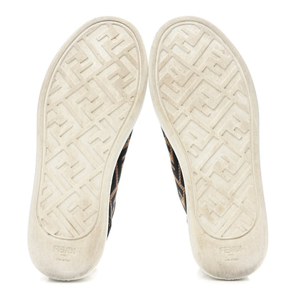 Fendi Fabric FF Micro-Perforated Rise Low Top Sneakers 36 Tobacco Black 6 of 9