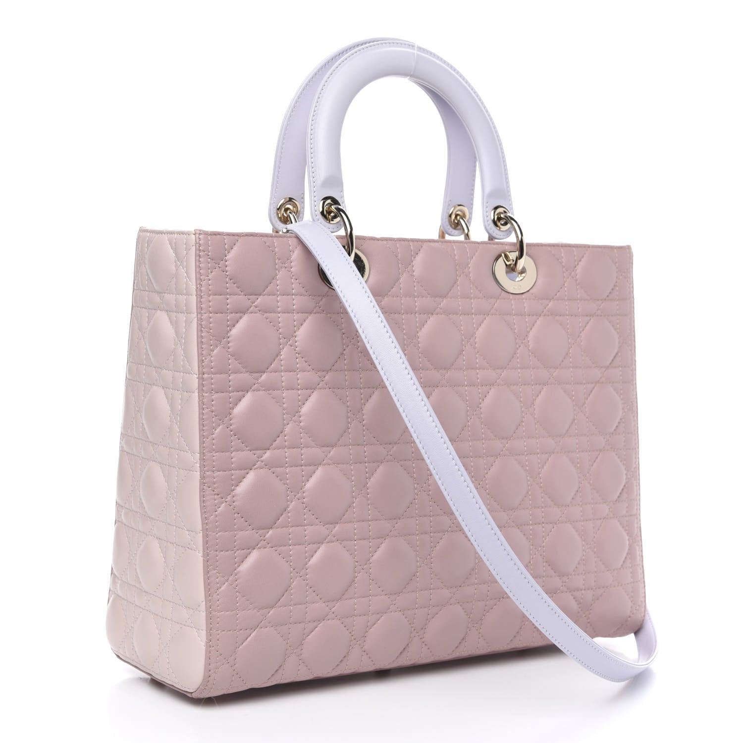 Christian Dior Lambskin Cannage Large Tri-Color Lady Dior Rose Pale 4 of 11
