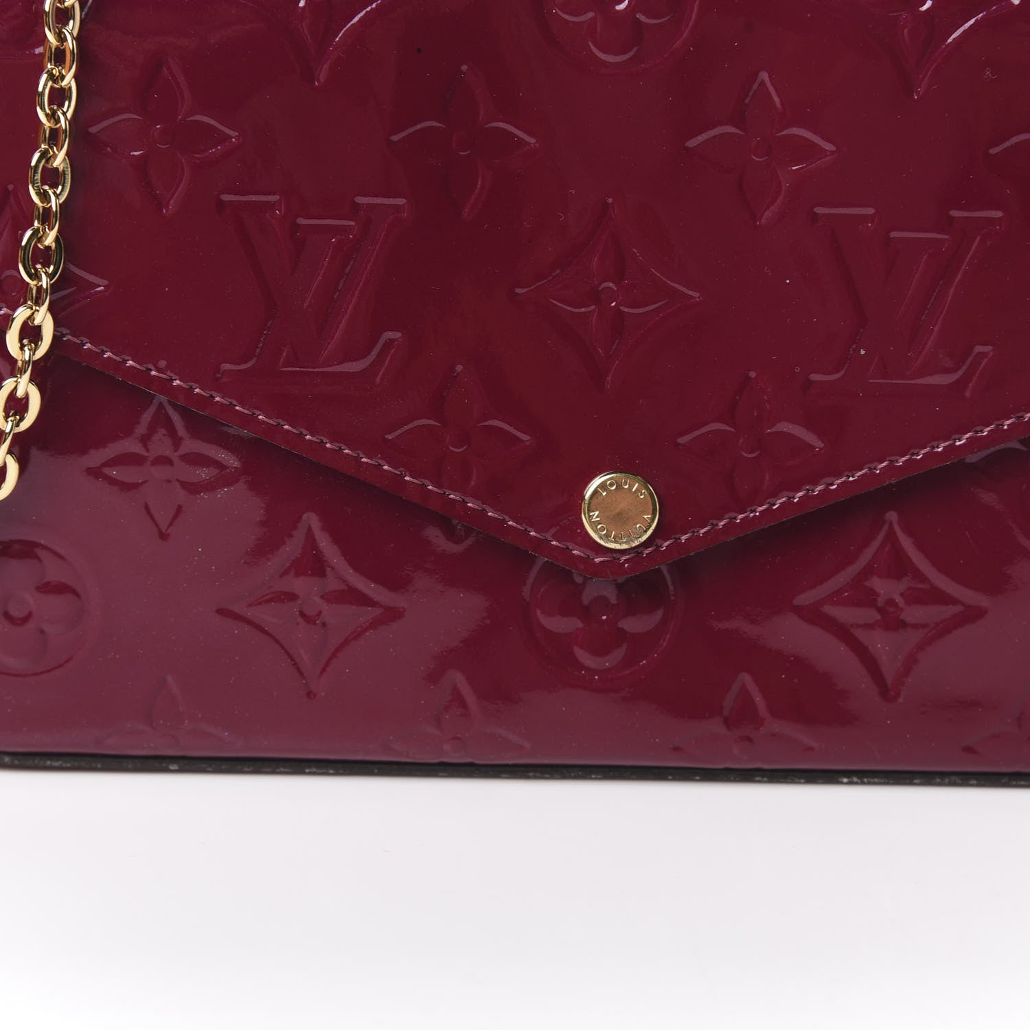 Louis Vuitton Vernis Felicie Chain Wallet Magenta 9 of 10