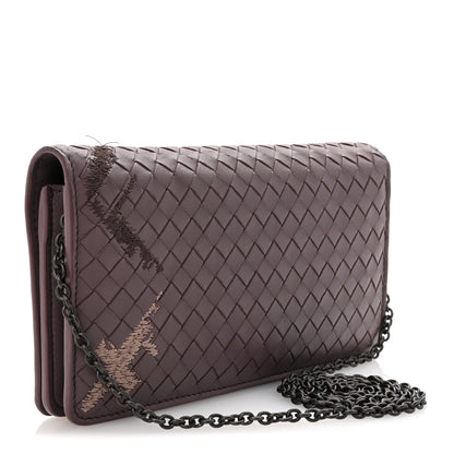 Bottega Veneta Nappa Intrecciato Graffiato Continental Wallet on Chain Glicine 3 of 11